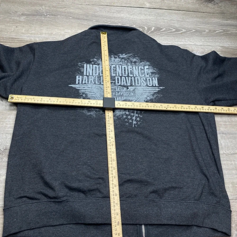 Harley-Davidson‎ Full Zip Sweatshirt Mens 2XL Fleece Grey Independence Charlotte
